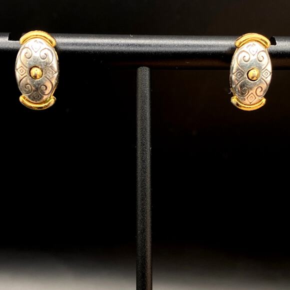Retired GOLDEN GATE BRIGHTON Mini Post Earring Mixed Silver Gold Plated Studs - Picture 2 of 5
